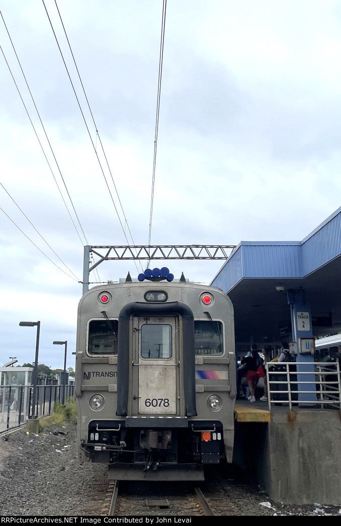 NJT Comet V Cab Car # 6078 sits on the rear of NJT Train # 4351 at Long Branch Station 